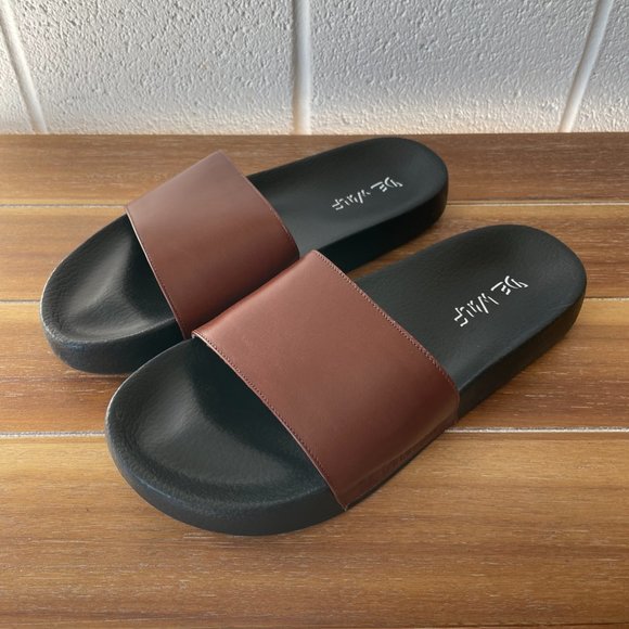 De Wulf Brown Leather Sandal Slides - Picture 2 of 7